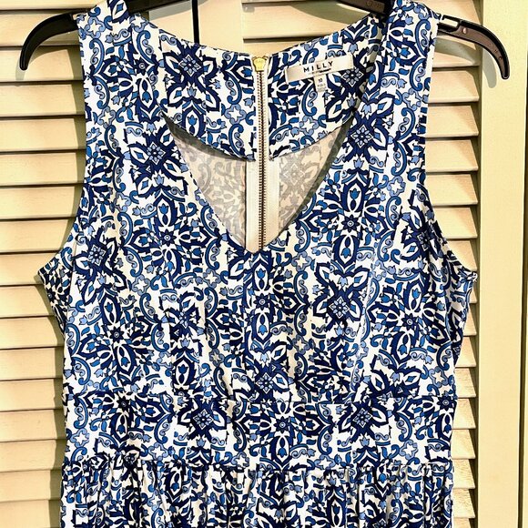 Milly Banvin Dress * Size 10 * Cotton Spandex * Pockets! * Flowing Skirt - Picture 3 of 7